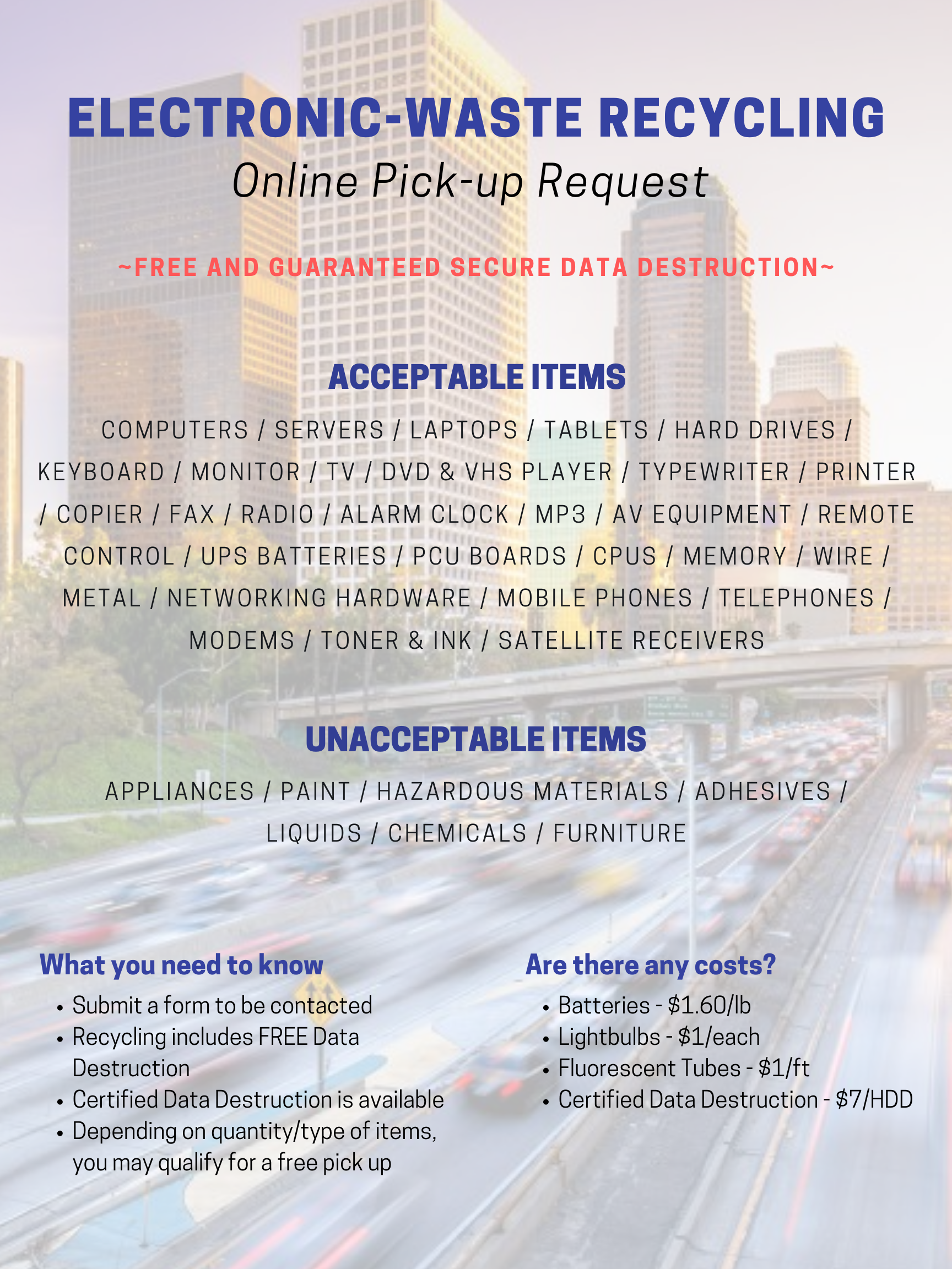 Schedule a Pickup - California Electronics | Reduce, Reuse, Recycle